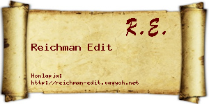 Reichman Edit névjegykártya